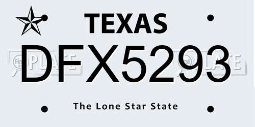 DFX5293 Texas License Plate