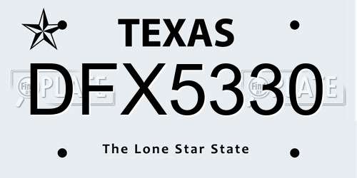 DFX5330 Texas License Plate