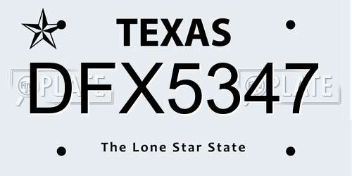 DFX5347 Texas License Plate