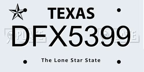 DFX5399 Texas License Plate