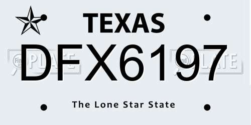 DFX6197 Texas License Plate