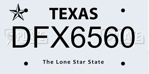 DFX6560 Texas License Plate