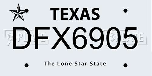 DFX6905 Texas License Plate