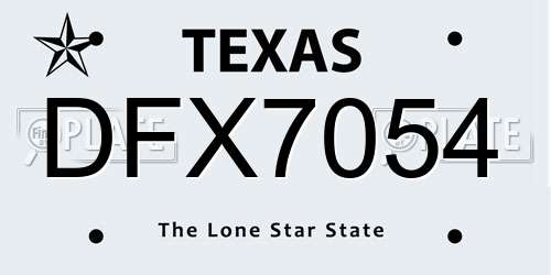 DFX7054 Texas License Plate