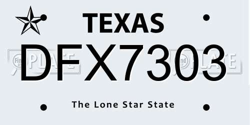 DFX7303 Texas License Plate