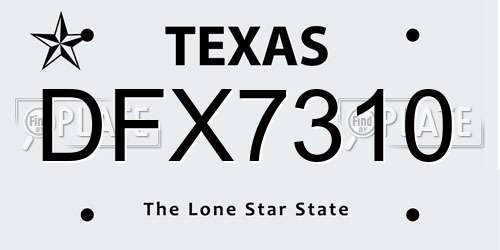 DFX7310 Texas License Plate