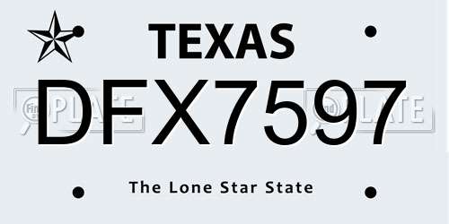 DFX7597 Texas License Plate