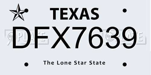 DFX7639 Texas License Plate