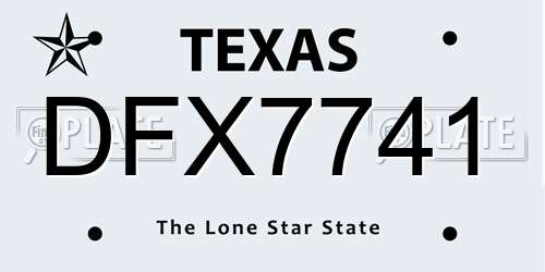 DFX7741 Texas License Plate