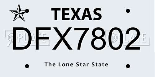 DFX7802 Texas License Plate