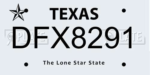 DFX8291 Texas License Plate