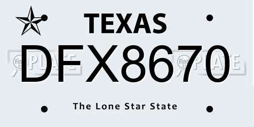DFX8670 Texas License Plate