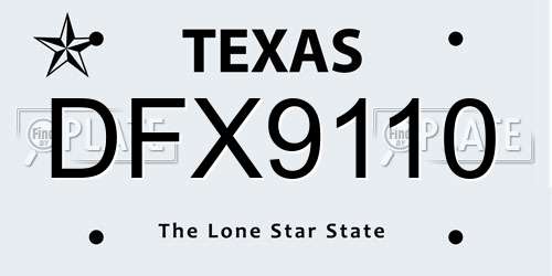 DFX9110 Texas License Plate
