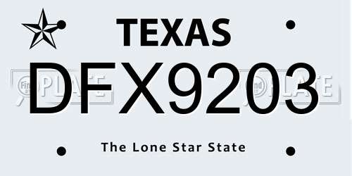 DFX9203 Texas License Plate