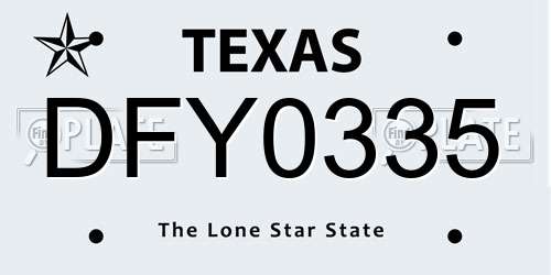 DFY0335 Texas License Plate