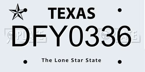 DFY0336 Texas License Plate