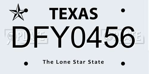 DFY0456 Texas License Plate
