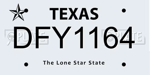 DFY1164 Texas License Plate