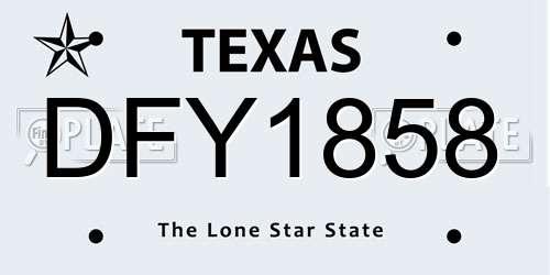 DFY1858 Texas License Plate