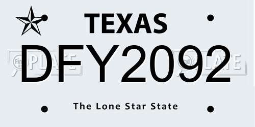 DFY2092 Texas License Plate