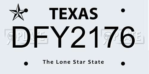 DFY2176 Texas License Plate