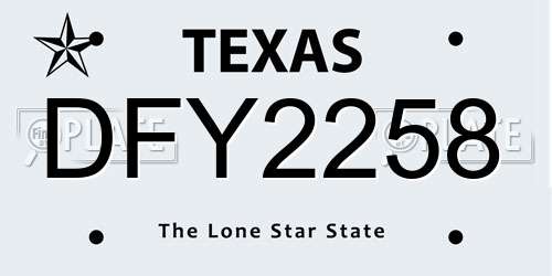 DFY2258 Texas License Plate