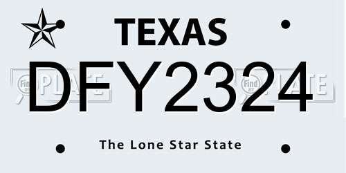 DFY2324 Texas License Plate