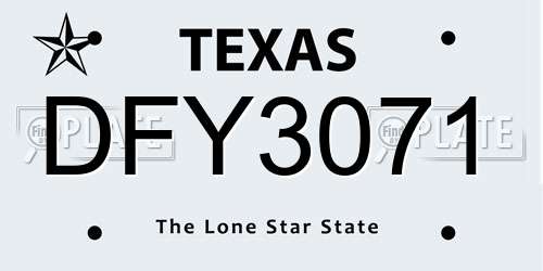 DFY3071 Texas License Plate