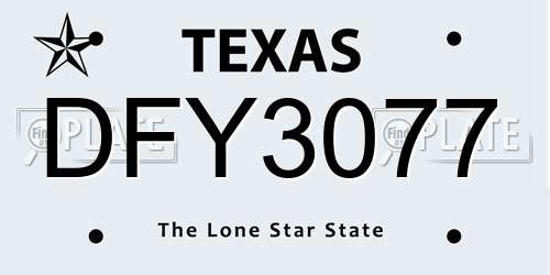 DFY3077 Texas License Plate