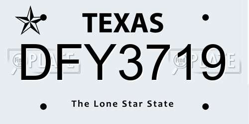 DFY3719 Texas License Plate