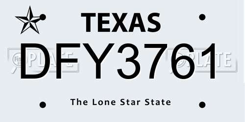 DFY3761 Texas License Plate