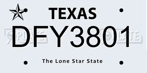 DFY3801 Texas License Plate