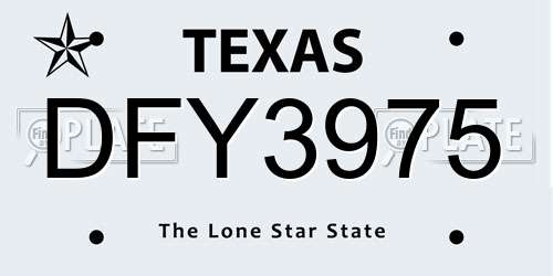 DFY3975 Texas License Plate