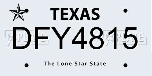 DFY4815 Texas License Plate