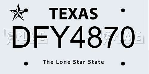 DFY4870 Texas License Plate