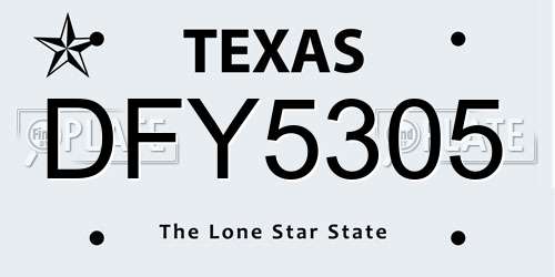 DFY5305 Texas License Plate