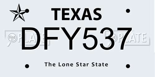 DFY537 Texas License Plate