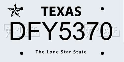 DFY5370 Texas License Plate