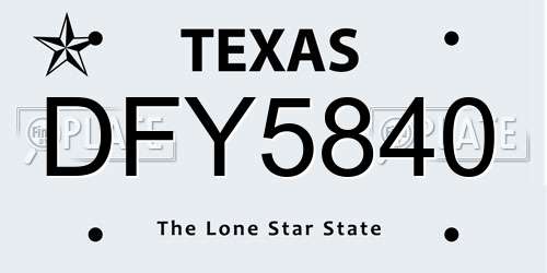 DFY5840 Texas License Plate