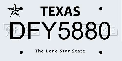 DFY5880 Texas License Plate