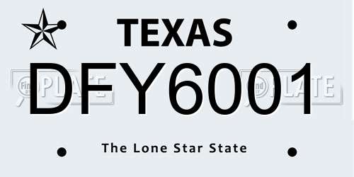 DFY6001 Texas License Plate