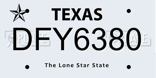 DFY6380 Texas License Plate
