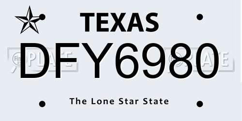 DFY6980 Texas License Plate