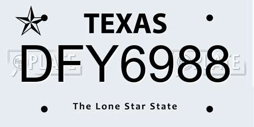 DFY6988 Texas License Plate