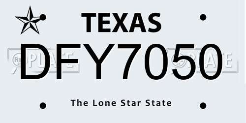 DFY7050 Texas License Plate