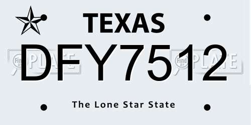 DFY7512 Texas License Plate