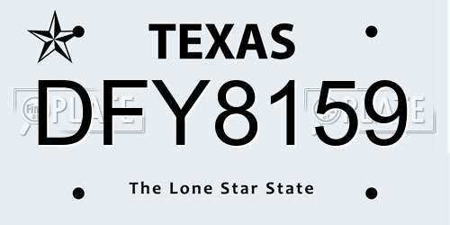 DFY8159 Texas License Plate