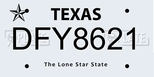 DFY8621 Texas License Plate