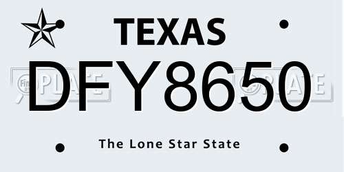 DFY8650 Texas License Plate