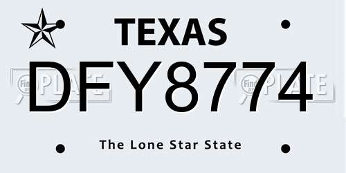 DFY8774 Texas License Plate